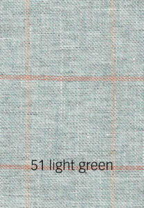 Foto eines hellgrünen Stoffmusters mit rotem Karomuster.