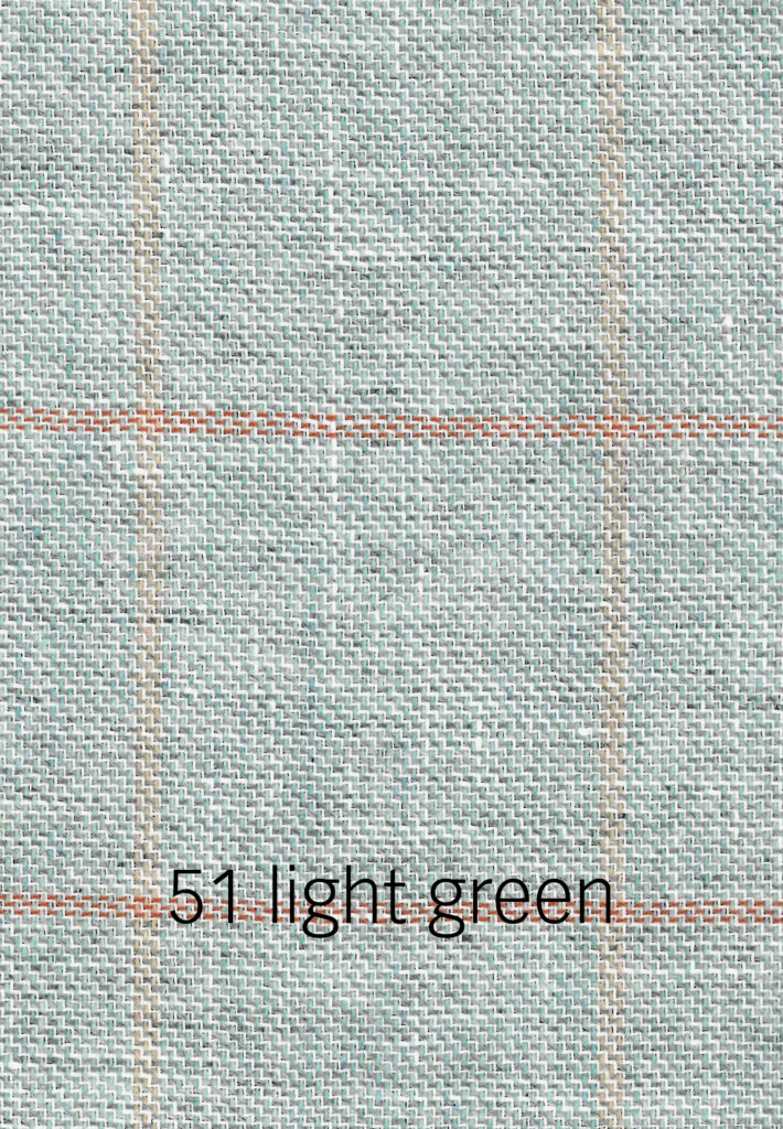 Foto eines hellgrünen Stoffmusters mit rotem Karomuster.