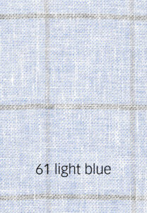 Foto eines hellblauen Stoffmusters mit dunklem Karomuster.