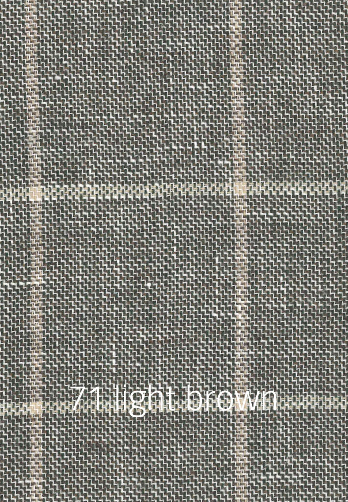 Foto eines hellbraunen Stoffmusters mit hellem Karomuster.