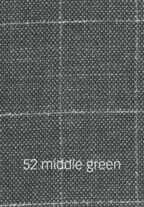 Foto eines mittelgrünen Stoffmusters mit hellem Karomuster.