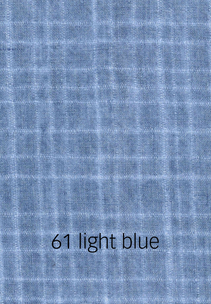 Foto eines hellblauen Stoffmusters mit hellem Karomuster.