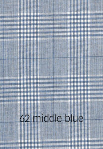 Foto eines mittelblau karierten Stoffmusters.